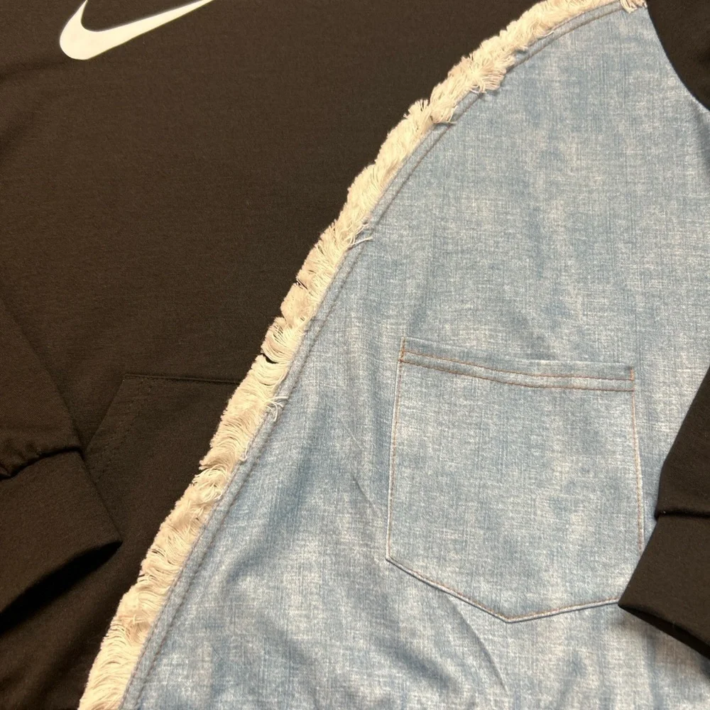Nike Black and Light Blue Hoodie